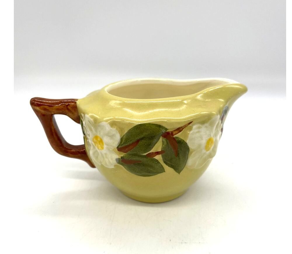 Vintage MCM Stangl White Dogwood Yellow Floral Creamer Hand Painted